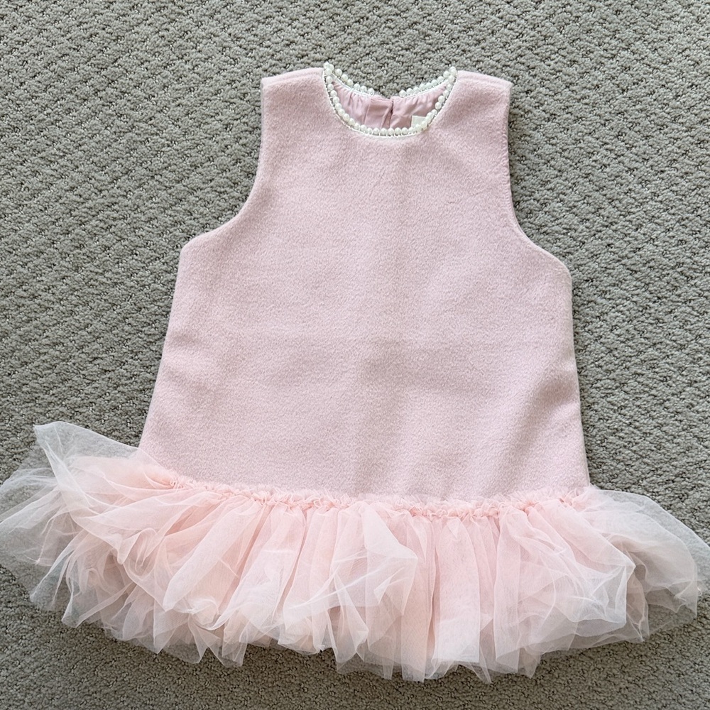 Pink Elegant winter Sleeveless Dress with pearl design